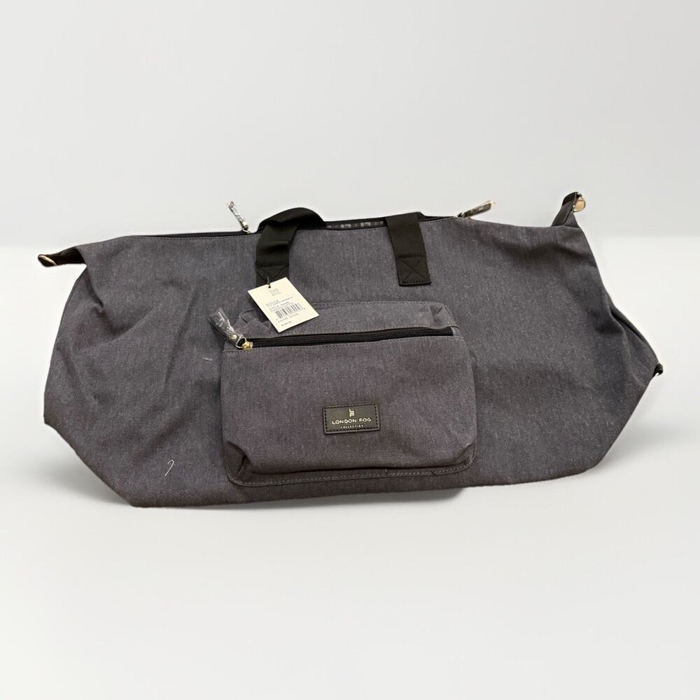 London Fog Collection Gray 100th Anniversary Canvas Duffel Bag NWT New